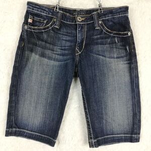 Big Star Womens Shorts Vivian Bermuda Denim Blue‎ Dark Wash Whiskering 29